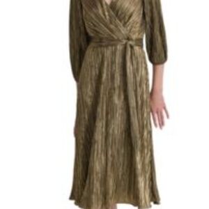 DKNY Metallic Gold Midi Dress